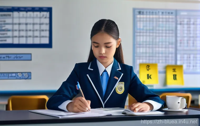 블루아카이브 유료 재화 관리법 - **Prompt 1: The Strategic Planner**
    A focused female academy student, with neat, long hair tied ...