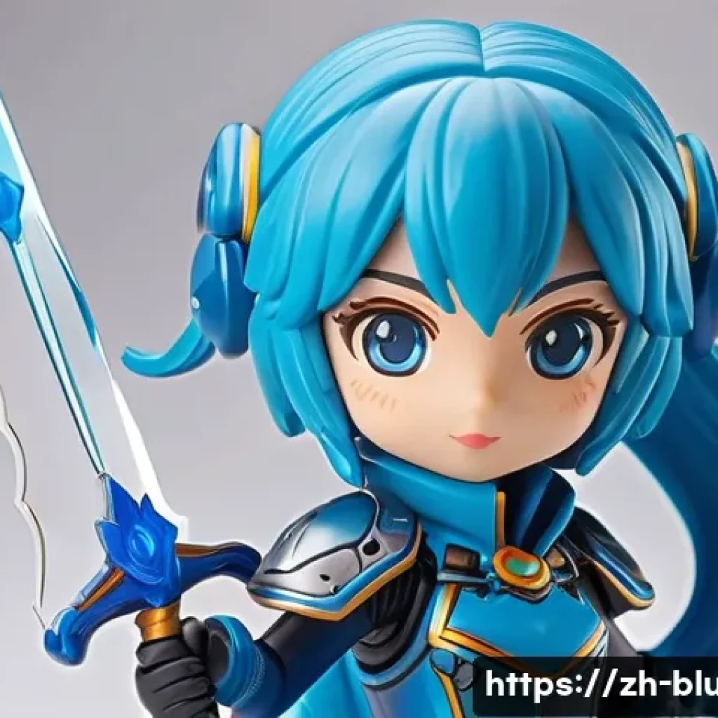 블루아카이브 한정 상품 분석 - A highly detailed collectible figurine of a blue-haired anime-style female character dressed in her ...