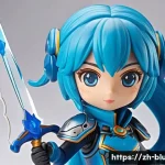 블루아카이브 한정 상품 분석 - A highly detailed collectible figurine of a blue-haired anime-style female character dressed in her ...
