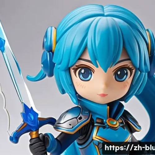 블루아카이브 한정 상품 분석 - A highly detailed collectible figurine of a blue-haired anime-style female character dressed in her ...